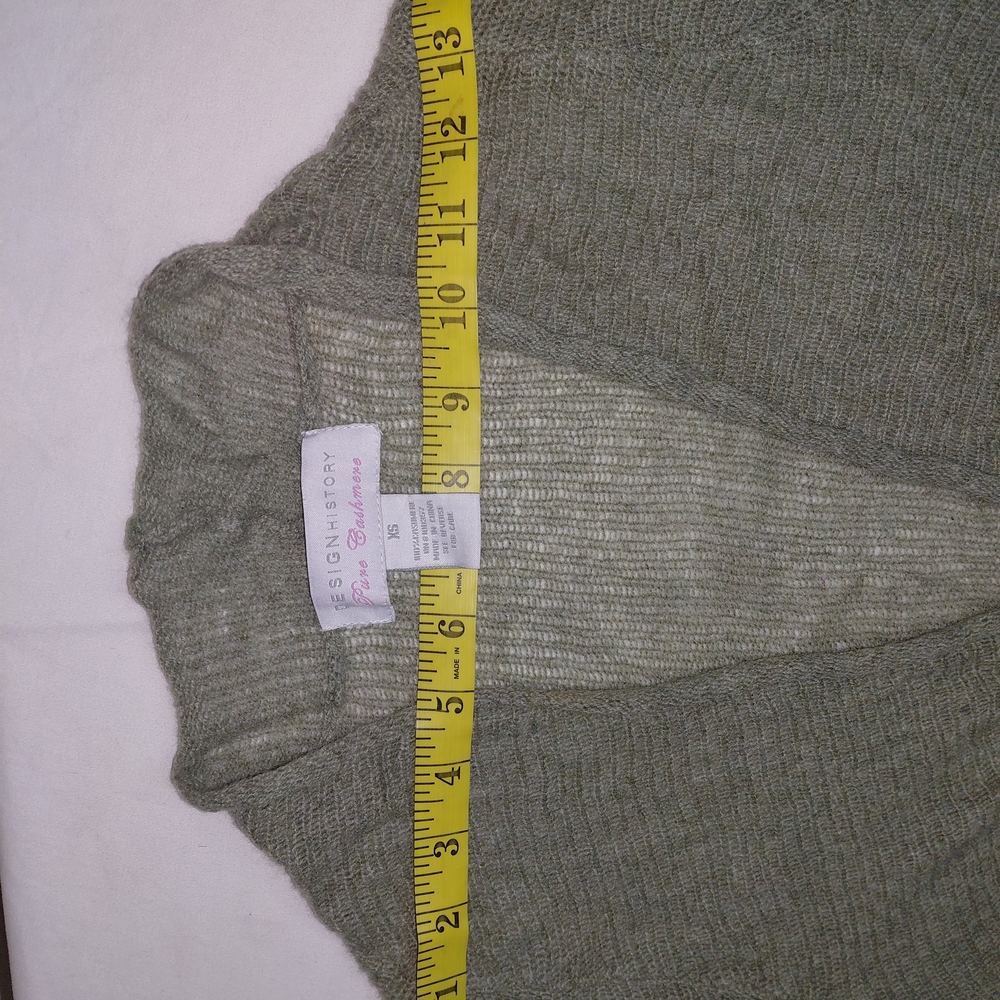 Design History Sage Green Asimetric Cardigan Sz XS 100% Cashmere - Picture 6 of 10